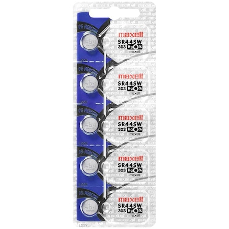 Maxell Silver Oxide SR44SW Low Drain Watch Battery Replaces 303/357, 541, PK 5 SR44SW